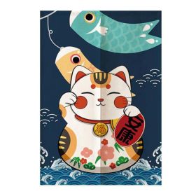 Japanese Style Fortune Cat Door Curtain Kitchen Partition Curtain Restaurant Half Curtain Sushi Ramen Decor Short Curtain,31x47 Inch