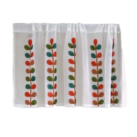 Short Kitchen Cloth Curtain Small Window Half Cafe Curtain - Translucent Leaves