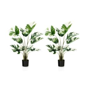 2 Pack 4 Feet Artificial Monstera Deliciosa Plants for Home Office