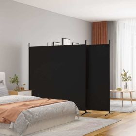 4-Panel Room Divider Black 274.8"x70.9" Fabric