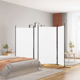 4-Panel Room Divider White 136.2"x70.9" Fabric