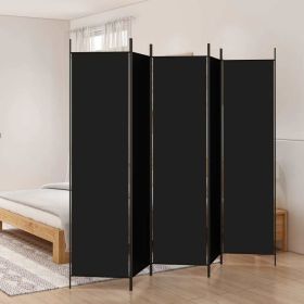 5-Panel Room Divider Black 98.4"x78.7" Fabric