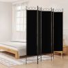 5-Panel Room Divider Black 78.7"x78.7" Fabric