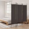 5-Panel Room Divider Brown 78.7"x78.7" Fabric