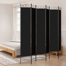 6-Panel Room Divider Black 94.5"x86.6" Fabric