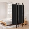 4-Panel Room Divider Black 63"x86.6" Fabric