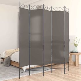 5-Panel Room Divider Anthracite 78.7"x78.7" Fabric