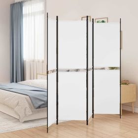 4-Panel Room Divider White 78.7"x70.9" Fabric