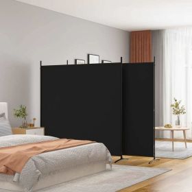 3-Panel Room Divider Black 206.7"x70.9" Fabric