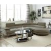 2 Piece Faux Leather Upholstered Sectional Sofa in Light Grey