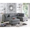 Polyfiber Reversible Sectional Sofa with Ottoman in Grey