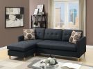 Black Polyfiber Sectional Sofa Living Room Furniture Reversible Chaise Couch Pillows Tufted Back Modular Sectionals