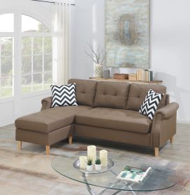 Living Room Corner Sectional Light Coffee Polyfiber Chaise sofa Reversible Sectional