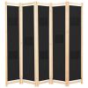 5-Panel Room Divider Black 78.7"x66.9"x1.6" Fabric