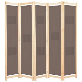 5-Panel Room Divider Brown 78.7"x66.9"x1.6" Fabric