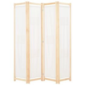 4-Panel Room Divider Cream 62.9"x66.9"x1.6" Fabric