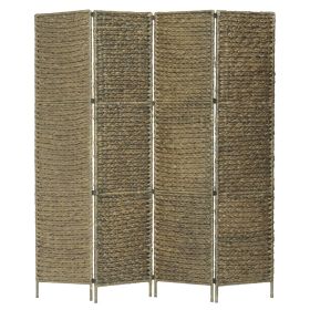 4-Panel Room Divider Brown 60.6"x63" Water Hyacinth