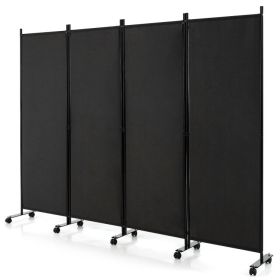 4-Panel Folding Room Divider Privacy Screen with Lockable Wheels