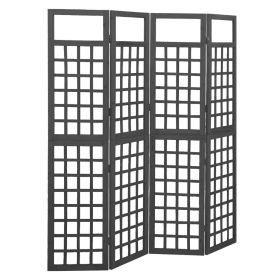 4-Panel Room Divider/Trellis Solid Fir Wood Black 63.4"x70.9"