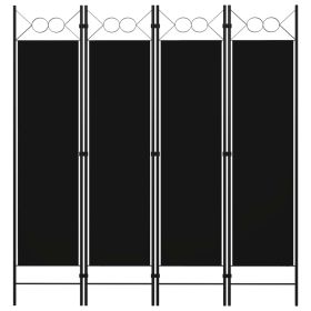 4-Panel Room Divider Black 63"x70.9"