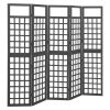 5-Panel Room Divider/Trellis Solid Fir Wood Black 79.3"x70.9"