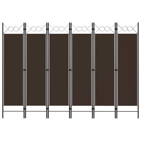 6-Panel Room Divider Brown 94.5"x70.9"