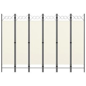 6-Panel Room Divider Cream White 94.5"x70.9"