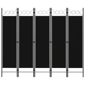 5-Panel Room Divider Black 78.7"x70.9"