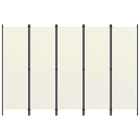 5-Panel Room Divider Cream White 98.4"x70.9"