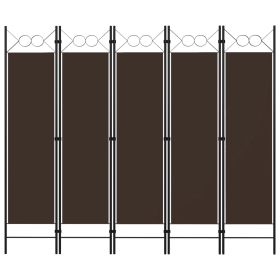 5-Panel Room Divider Brown 78.7"x70.9"