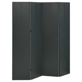 4-Panel Room Divider Anthracite 63"x70.9" Steel