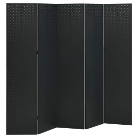 5-Panel Room Divider Black 78.7"x70.9" Steel