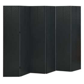 6-Panel Room Divider Black 94.5"x70.9" Steel