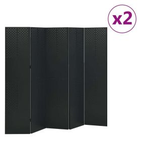 5-Panel Room Dividers 2 pcs Black 78.7"x70.9" Steel