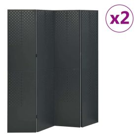 4-Panel Room Dividers 2 pcs Anthracite 63"x70.9" Steel