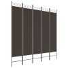 5-Panel Room Divider Brown 78.7"x78.7" Fabric