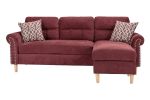 Paparika Red Color Polyfiber Reversible Sectional Sofa Set Chaise Pillows Plush Cushion Couch Nailheads