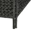 4-Panel Room Divider Black 60.6"x63" Water Hyacinth