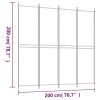 4-Panel Room Divider White 78.7"x78.7" Fabric