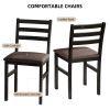 5PCS Stylish Dining Table Set 4 Upholstered Chairs with Ladder Back Design for Dining Room Kitchen Brown Cushion and Black (=OLD SKU:W69177433)