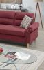 Paparika Red Color Polyfiber Reversible Sectional Sofa Set Chaise Pillows Plush Cushion Couch Nailheads