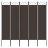 5-Panel Room Divider Brown 78.7"x78.7" Fabric