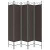 5-Panel Room Divider Brown 78.7"x78.7" Fabric