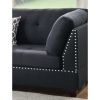 Polyfiber Reversible Sectional Sofa with Ottoamn in Black