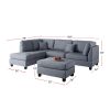 Polyfiber Reversible Sectional Sofa with Ottoman in Grey