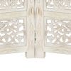 Hand carved 4-Panel Room Divider White 63"x65" Solid Mango Wood