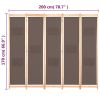 5-Panel Room Divider Brown 78.7"x66.9"x1.6" Fabric