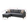 Linen-Like Fabric Reversible Sectional Sofa in Blue Grey