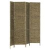 4-Panel Room Divider Brown 60.6"x63" Water Hyacinth