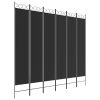 6-Panel Room Divider Black 94.5"x86.6" Fabric